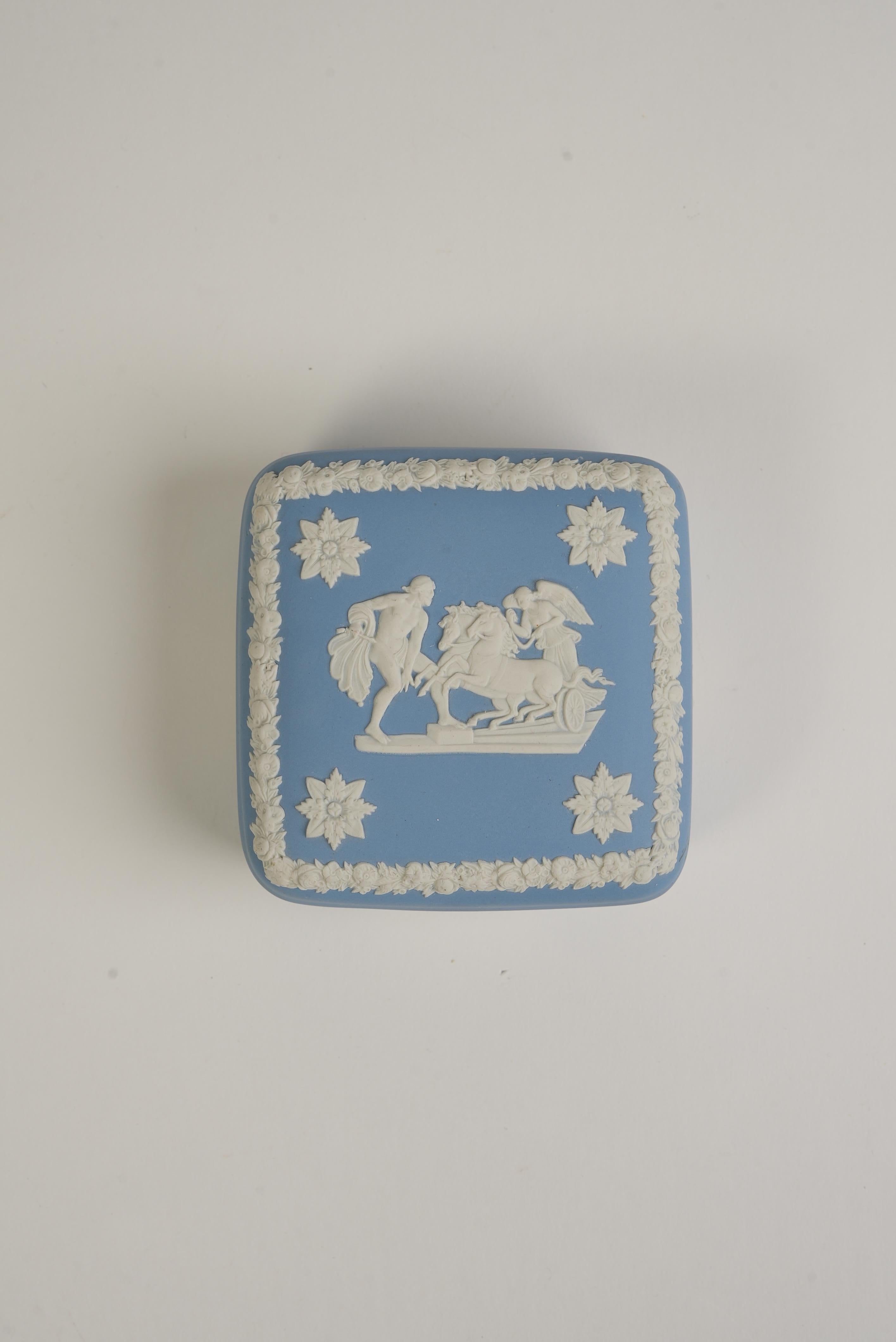 Mid-20th Century Jasperware Wedgwood Blue & White Trinket Box For Sale