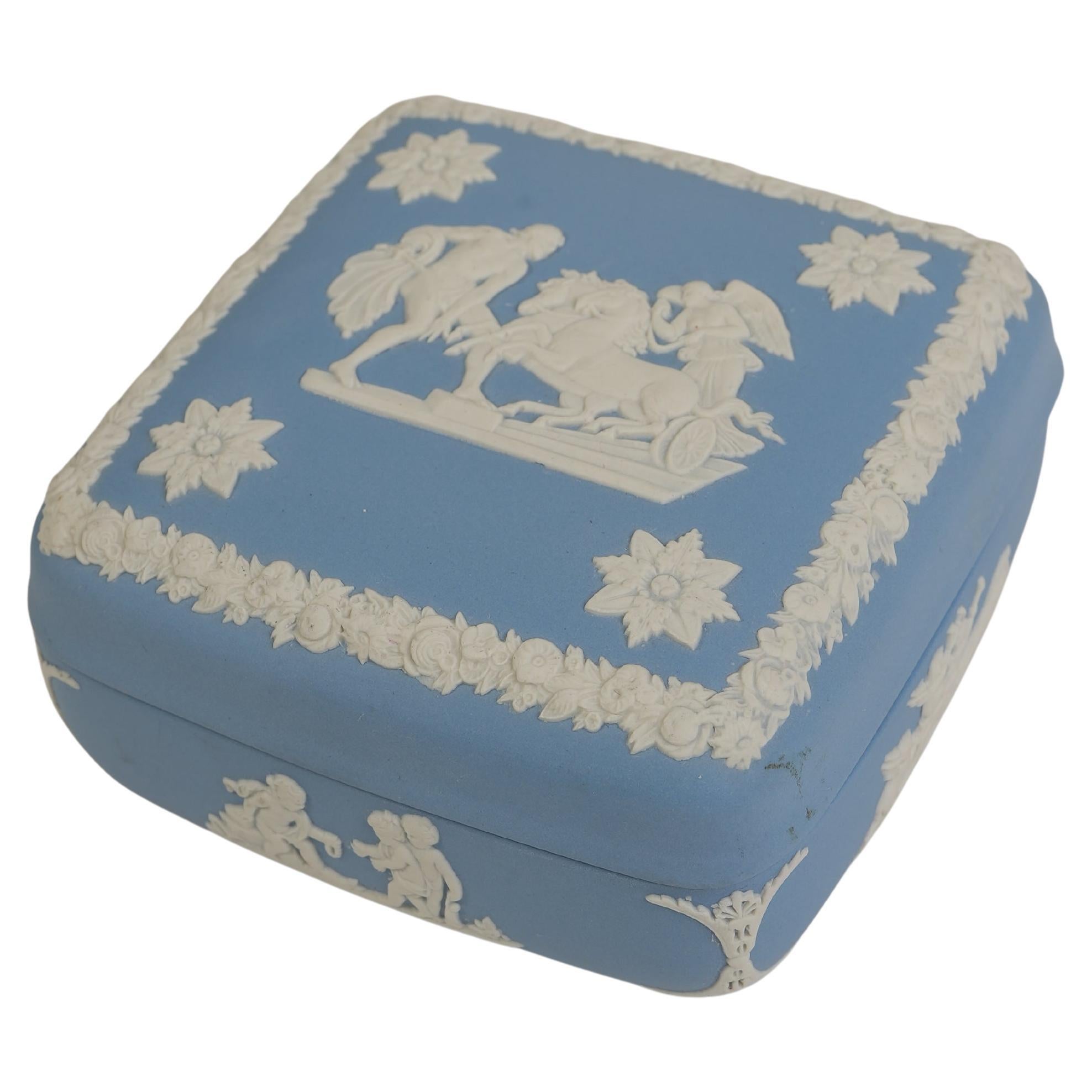 Jasperware Wedgwood Blue & White Trinket Box