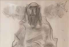 Inginocchiato alla terra, Carboncino su carta, Nero di Modern Artist "In magazzino"