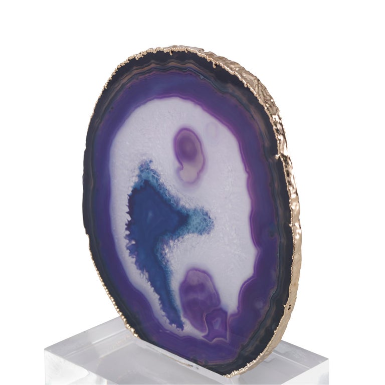 Jau Sculpture in Purple and Gold Stone by CuratedKravet For Sale at 1stDibs