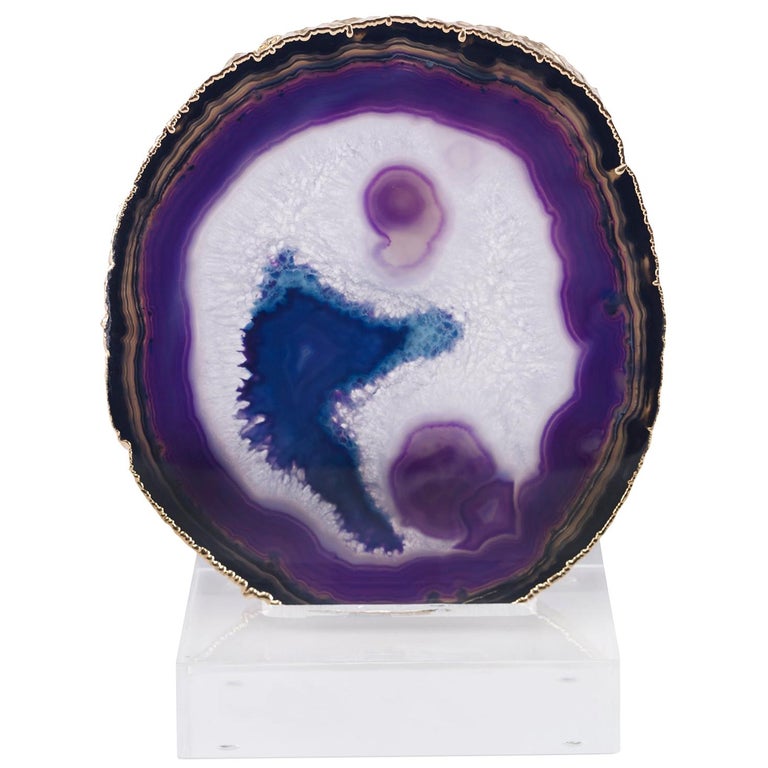 Jau Sculpture in Purple and Gold Stone by CuratedKravet For Sale at 1stDibs