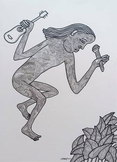 Ohne Titel, figurativ, Mischtechnik auf Papier, von einem modernen indischen Künstler „Auf Lager“