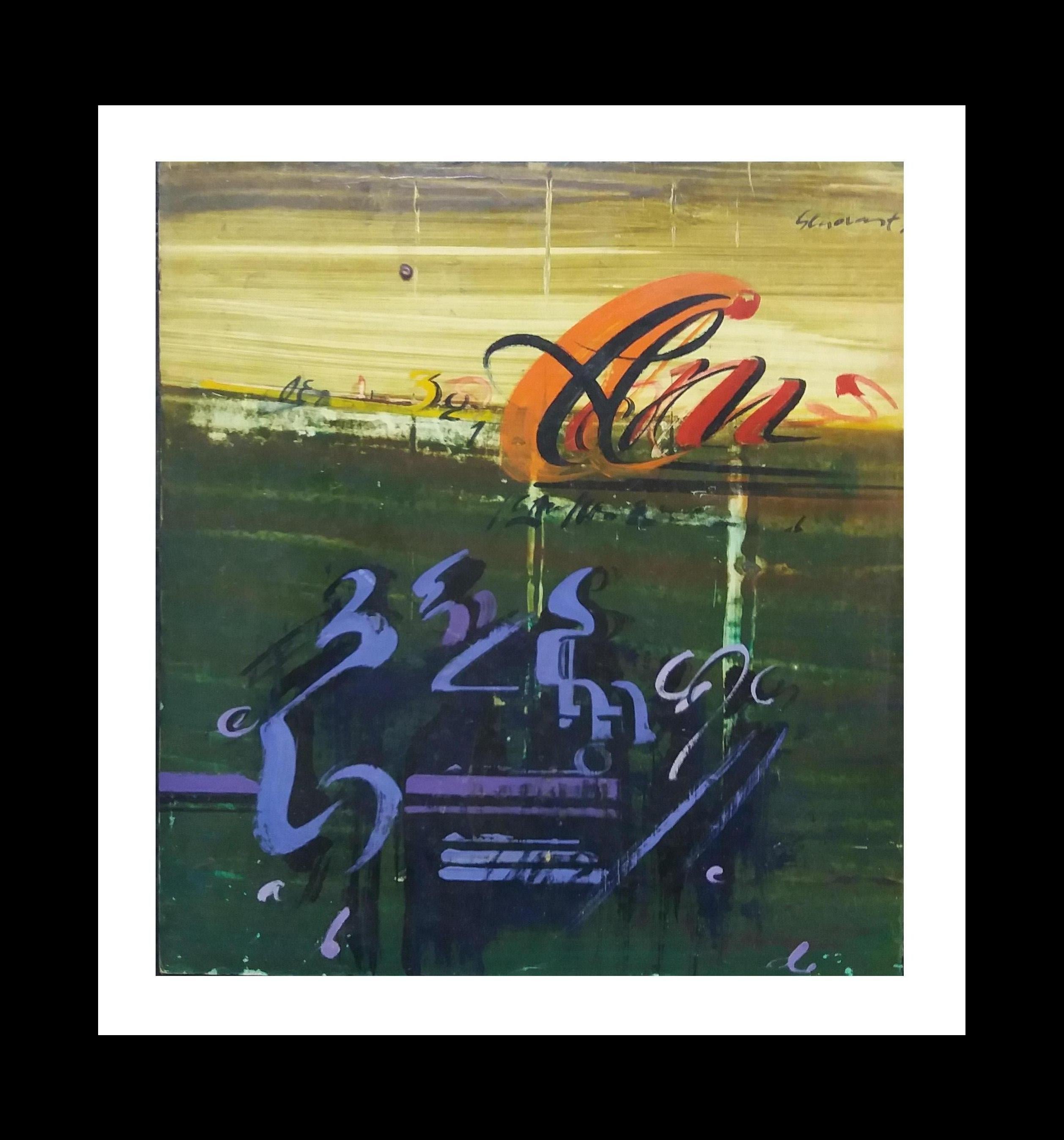 Jaume Genovart the night original abstract acrylic painting For Sale