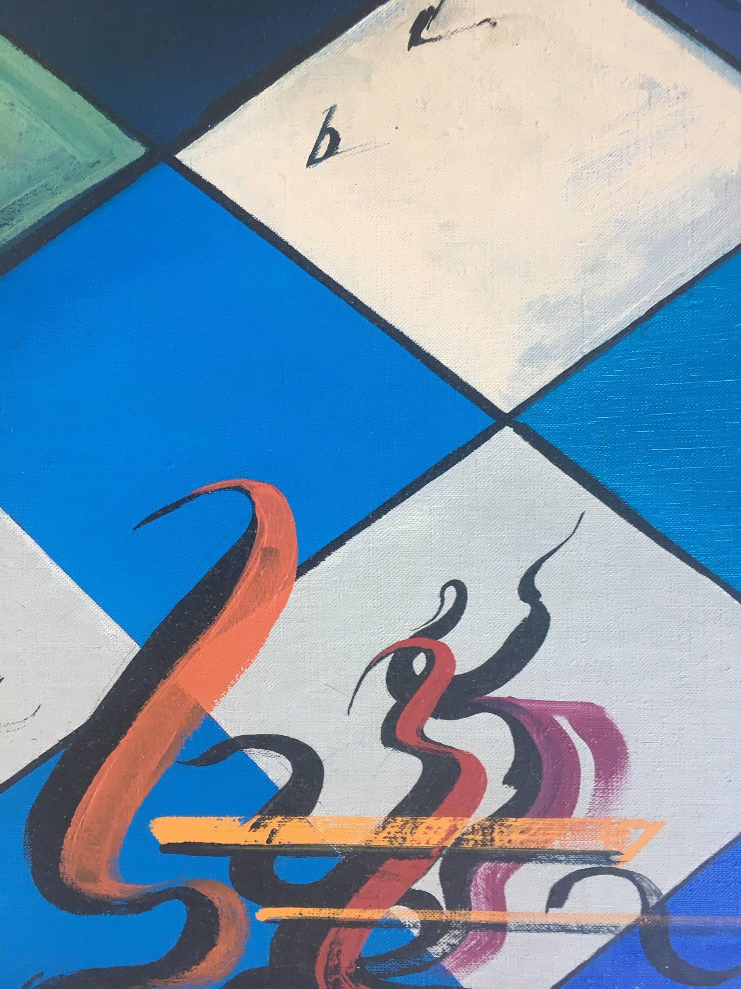 Genovart 8 Ajedrez pintura acrílica original surrealista sobre lienzo - Painting Surrealista de Jaume Genovart