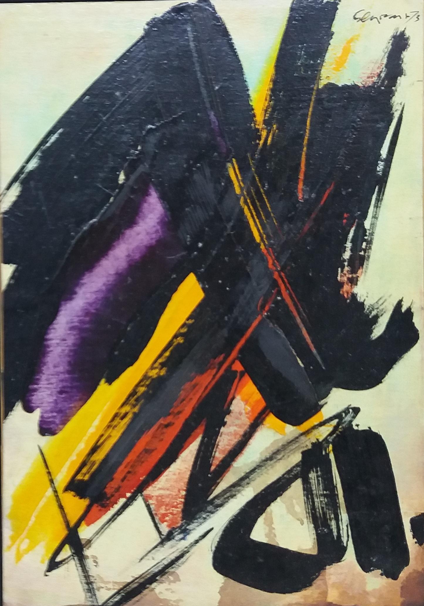 Genovart. 7  Senkrecht  Farbiges abstraktes Acrylgemälde. (Abstrakt), Painting, von Jaume Genovart