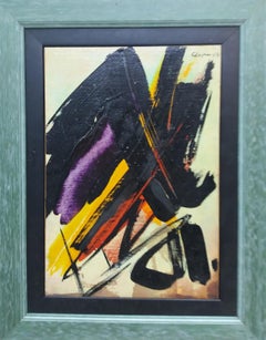 Vintage Genovart. 8  Vertical  Colors original abstract acrylic painting. 