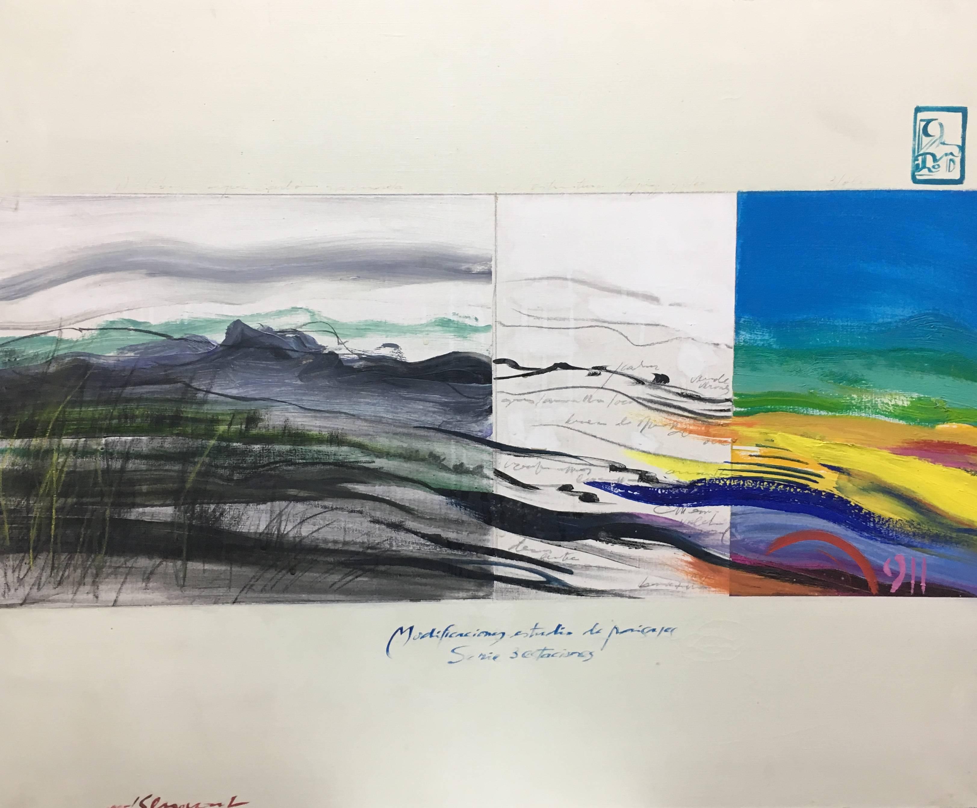 GENOVART  Rainbow   original abstract acrylic painting - Painting by Jaume Genovart