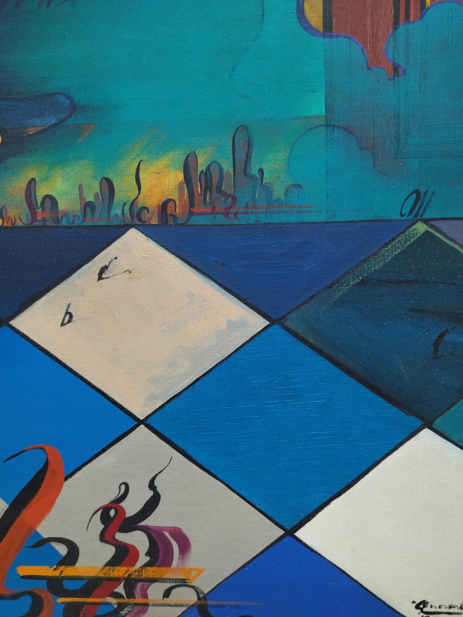  Genovart   Schach- Original surrealistisches Gemälde auf Leinwand aus Acryl im Angebot 2
