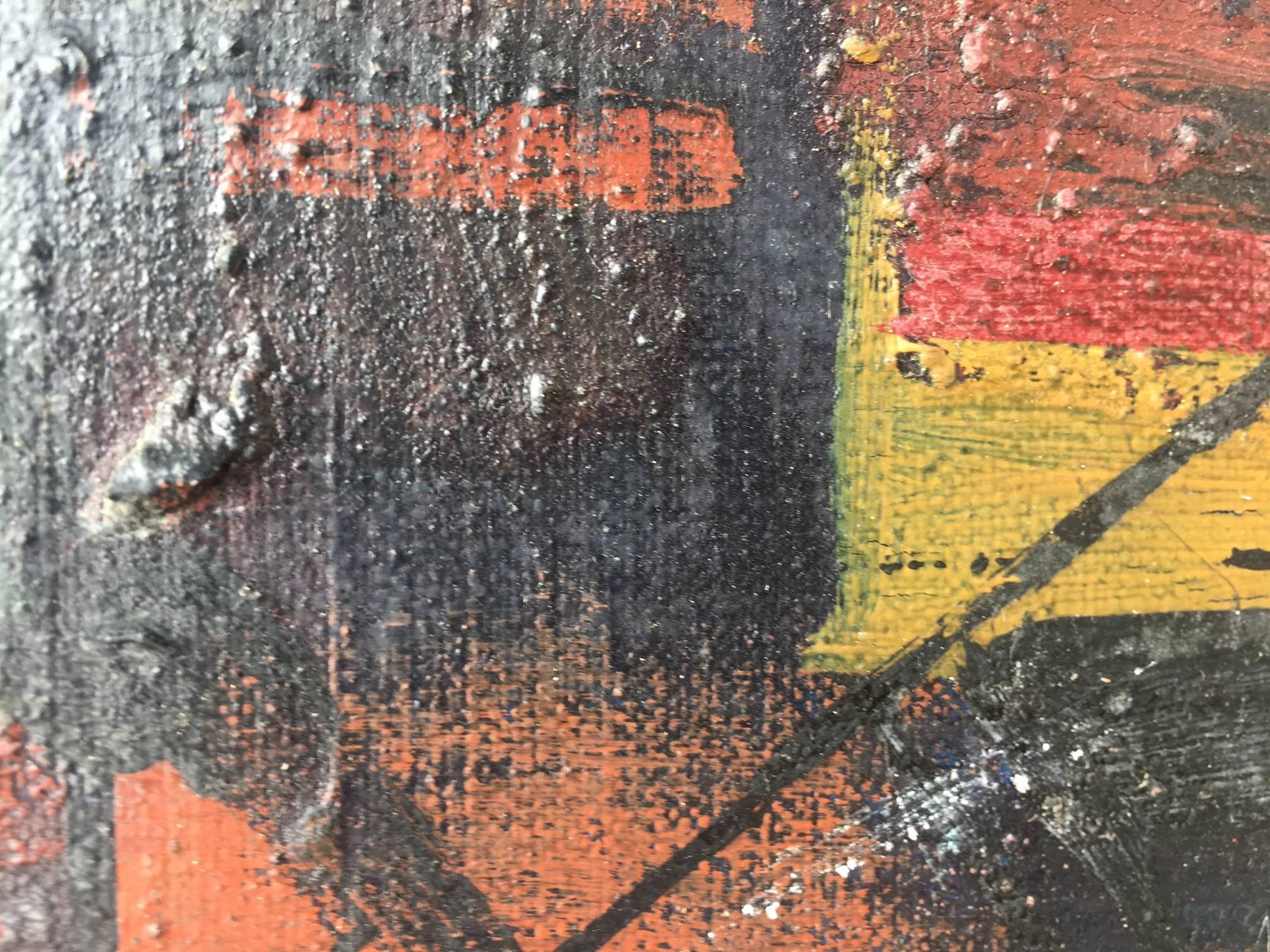 Originales surrealistisches Gemälde auf Leinwand aus Acryl
 GENOVART LLOPIS, Jaume (Barcelona, 1941-1994). 
Grundsätzlich autodidaktischer Maler, wurde 1972 veröffentlicht. Der Enkel des Setzers und des Buchhändlersohns wuchs in einer Welt der