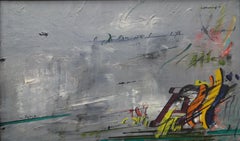 Genovart Fondo Gris Amarillo pintura acrílica surrealista original