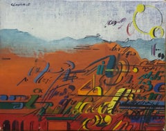 Genovart. Kleines Rotes original surrealistisches Akrylbild