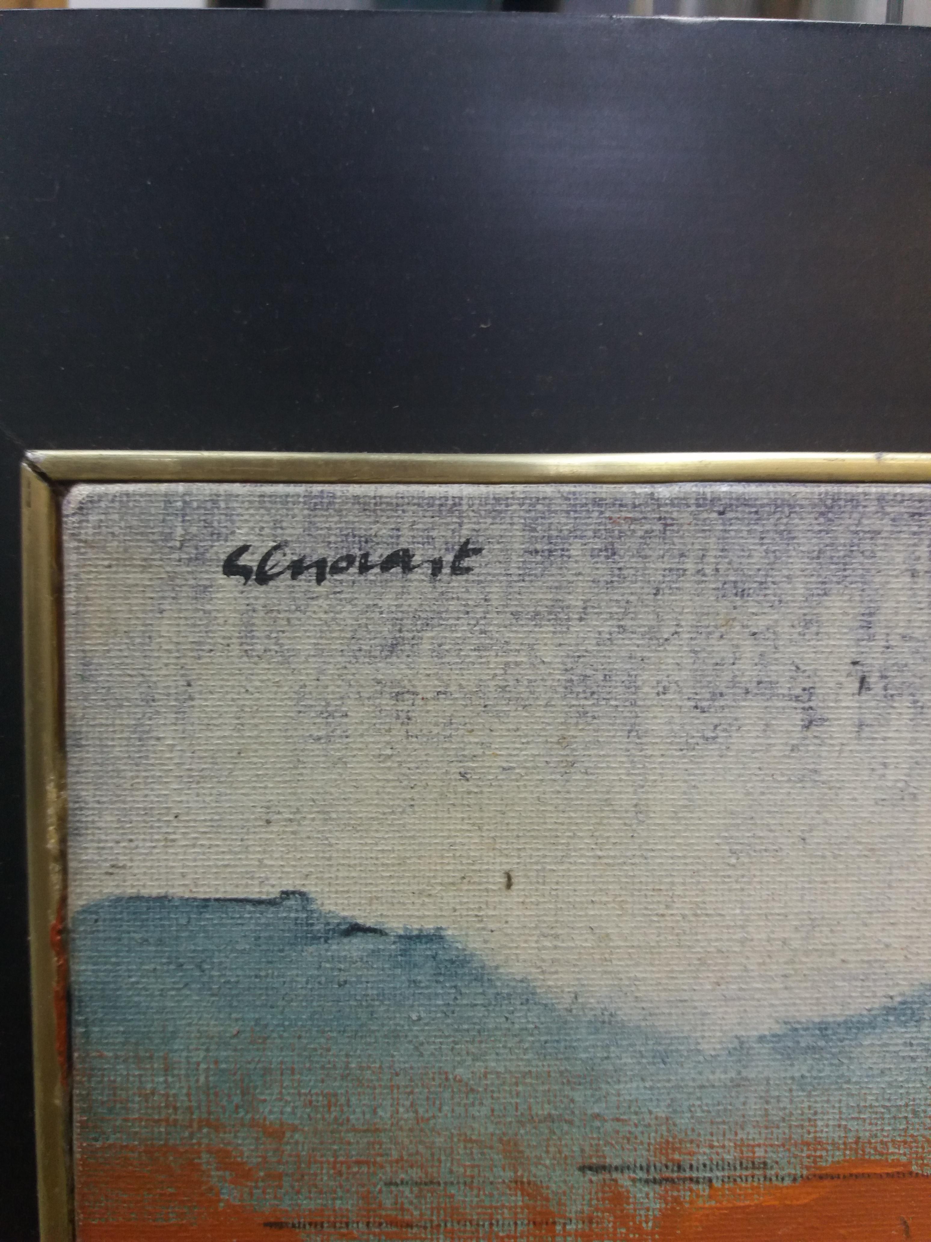 Genovart.  Pequeño   Pintura acrílica surrealista original roja - Abstract Painting Marrón de Jaume Genovart