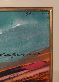 GENOVART Petite peinture acrylique surréaliste originale sur toile verticale