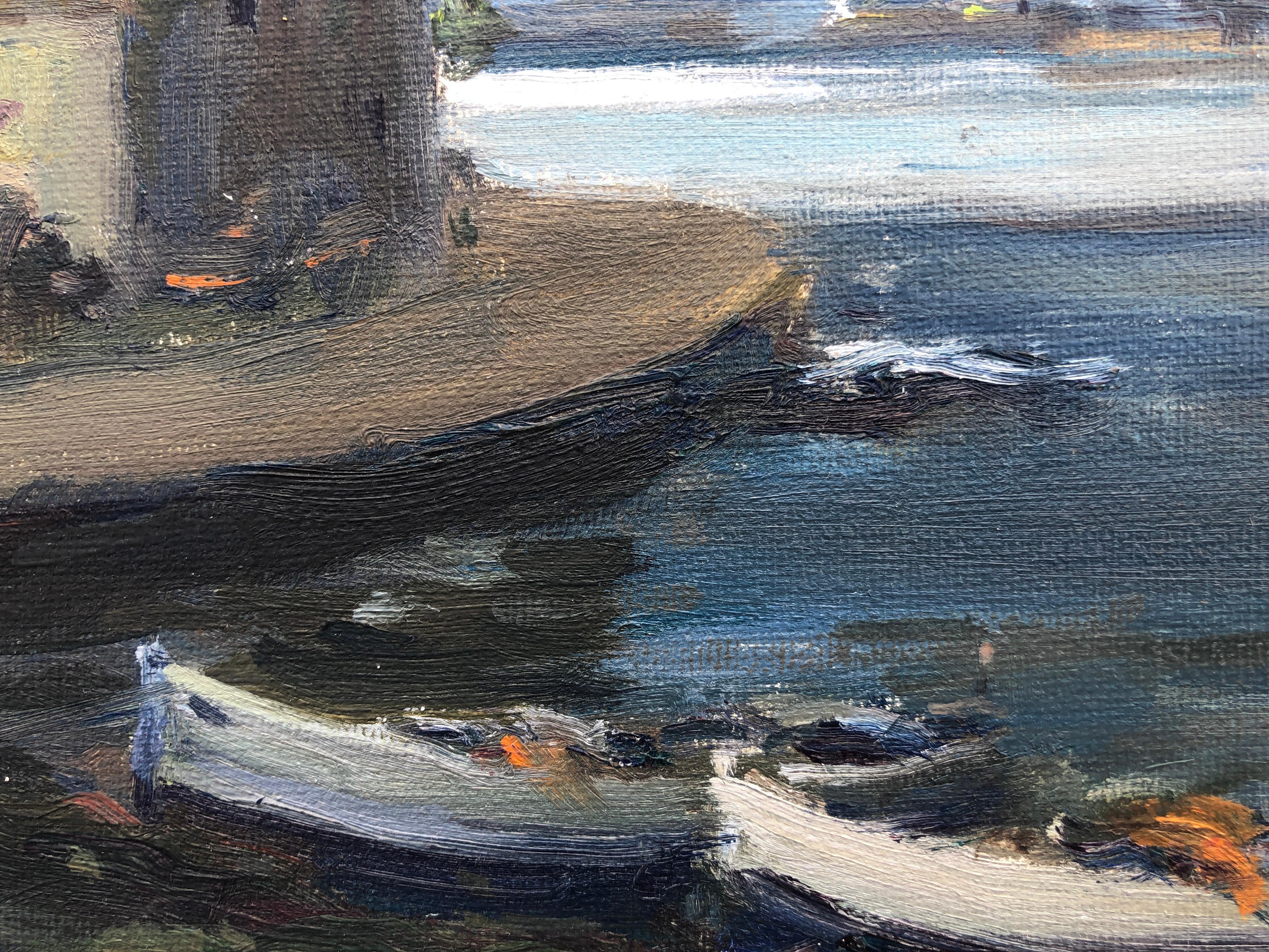 España impresionista pintura al óleo paisaje marino español mediterráneo - Landscape Painting Gris de Jaume Marine