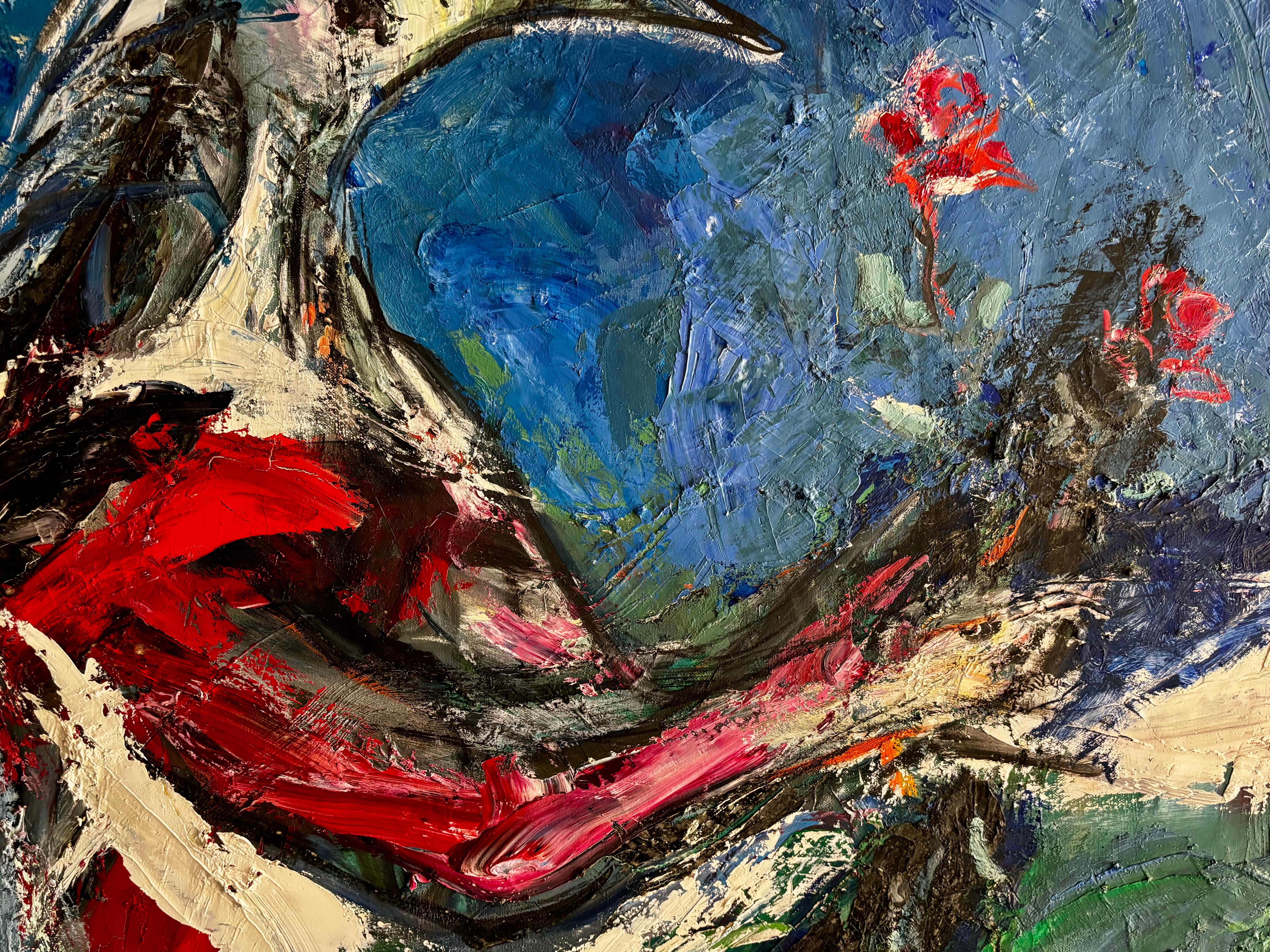 Amistad - Black Figurative Painting by Jaume Muxart Domenech