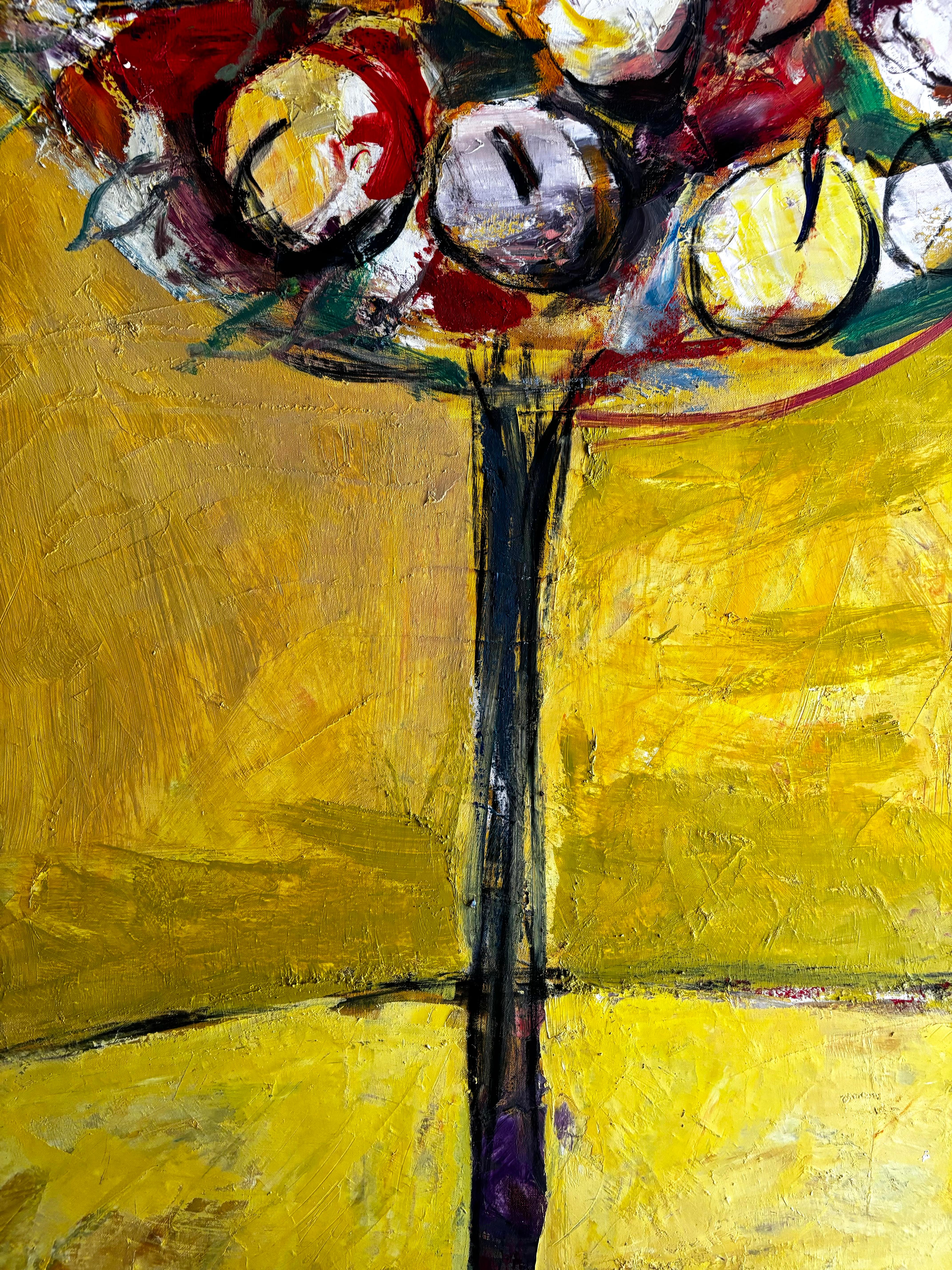 Arbol - Orange Landscape Painting by Jaume Muxart Domenech
