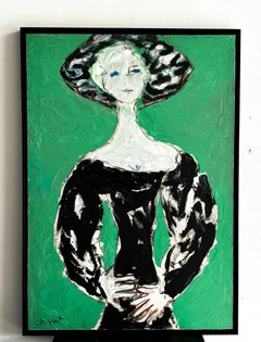 Jugendlicher mit grünem Fond - Óleo sobre tela