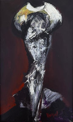 Mid Century Don Quixote Portrait Spanish Catalan Expressionist Oil