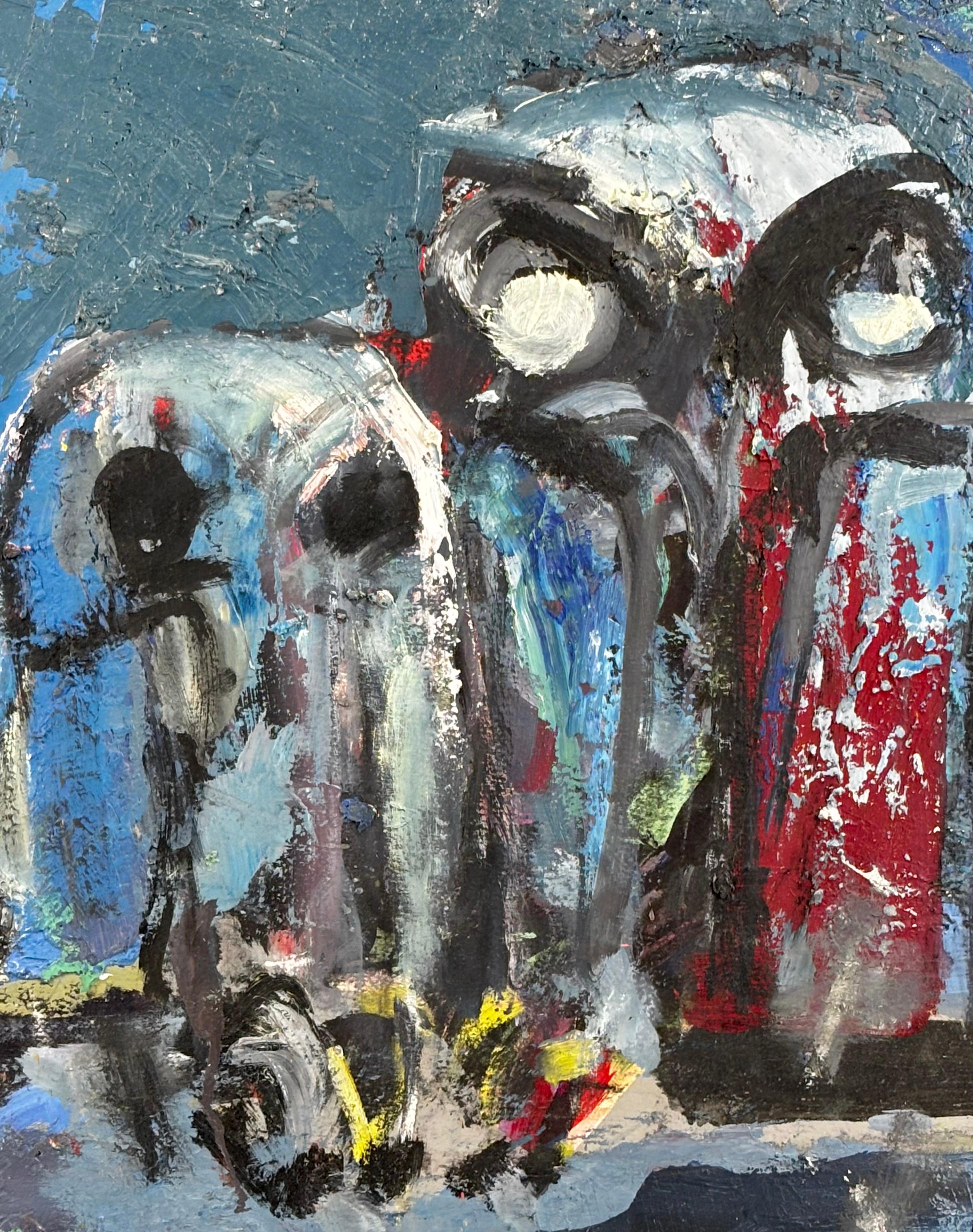 ÓLEO SOBRE TELA - JAUME MUXART DOMÉNECH - FAMÍLIA DE BUHOS (Blau), Animal Painting, von Jaume Muxart Domenech