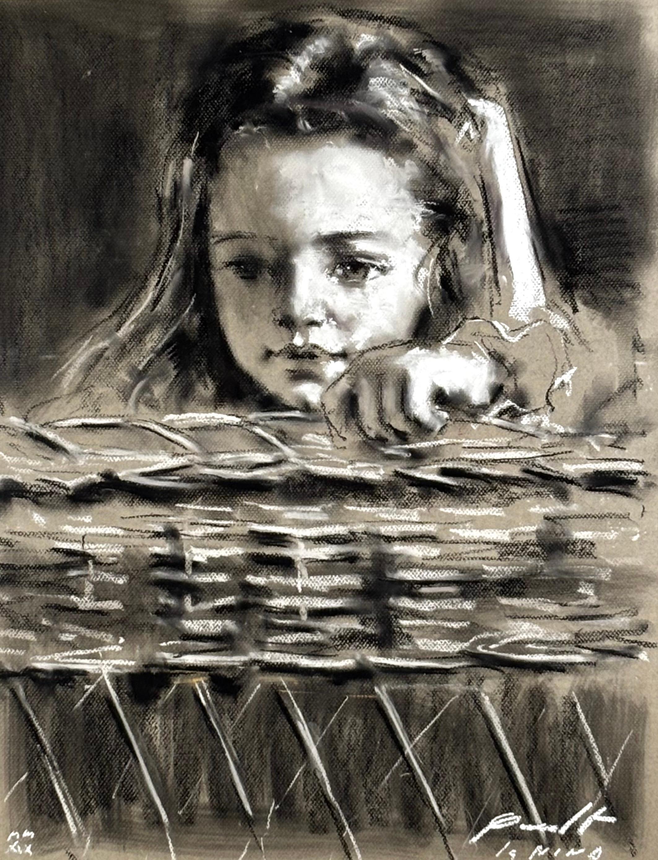 Jaume Queralt Figurative Painting – Rückblick auf ein Kind