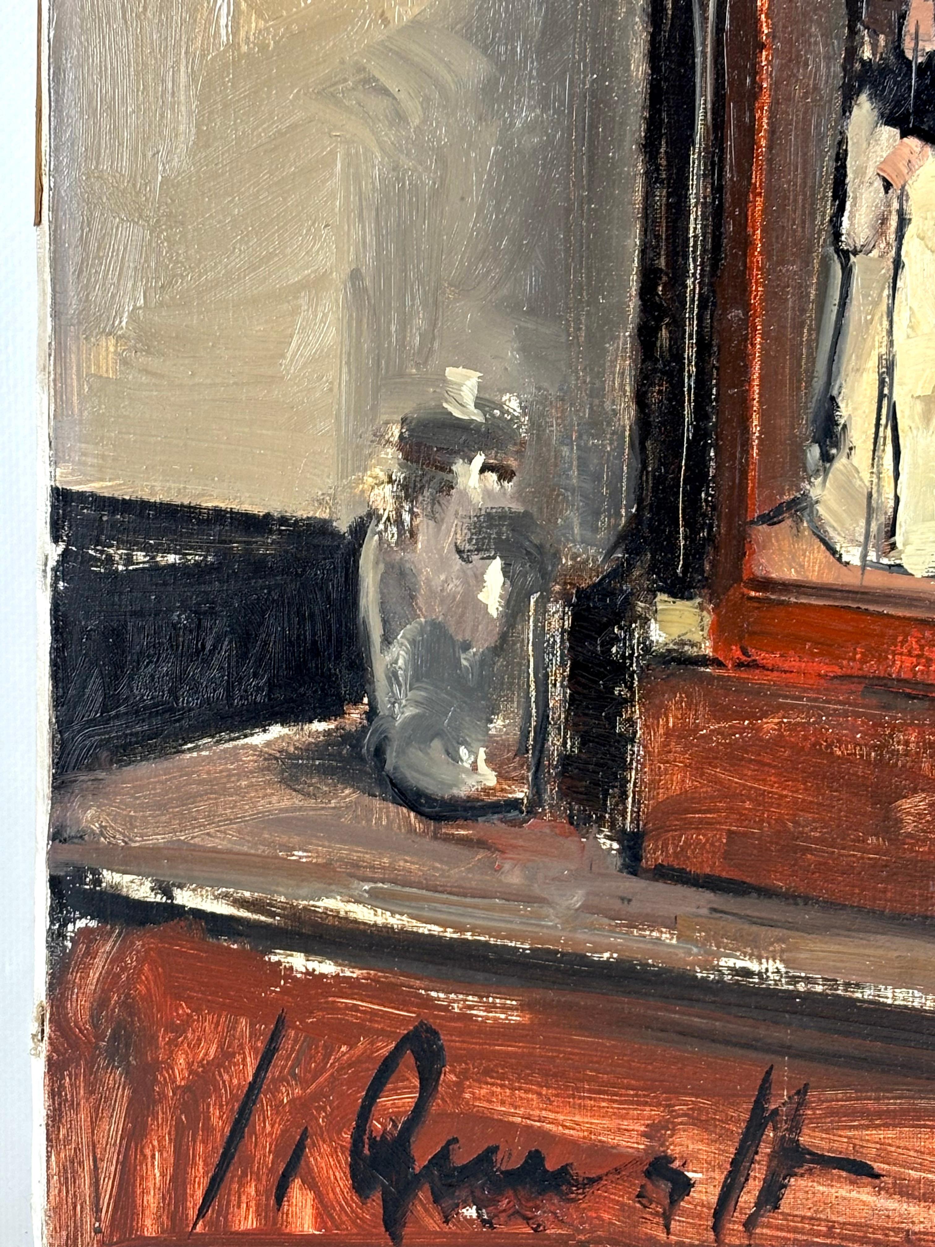 Óleo sobre tela - Año 1979 - Virgen y niño en vitrina For Sale 1