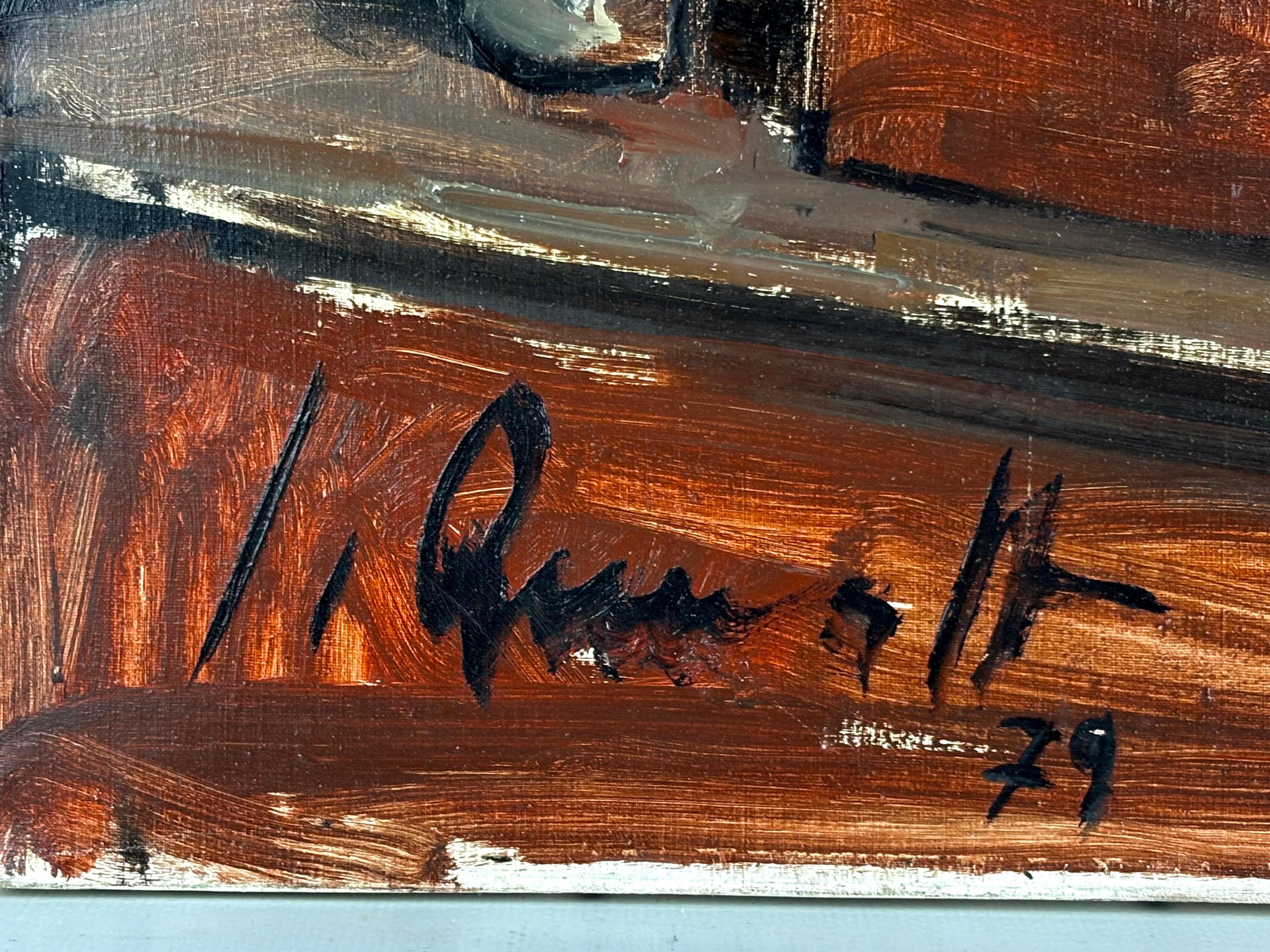 Óleo sobre tela - Año 1979 - Virgen y niño en vitrina For Sale 2