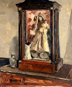 Óleo sobre tela - Año 1979 - Virgen y niño en vitrina