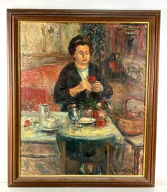 „Frau beim Blumenarrangieren“, Öl auf Leinwand von Jaume Queralt