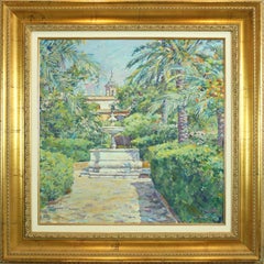 Jaume Terrassa 8 Square Green Garden Original-Acryl-Leinwandgemälde
