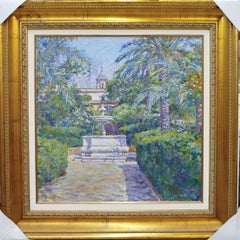 Jaume Terrassa 8 Square Green Garden Original-Acryl-Leinwandgemälde