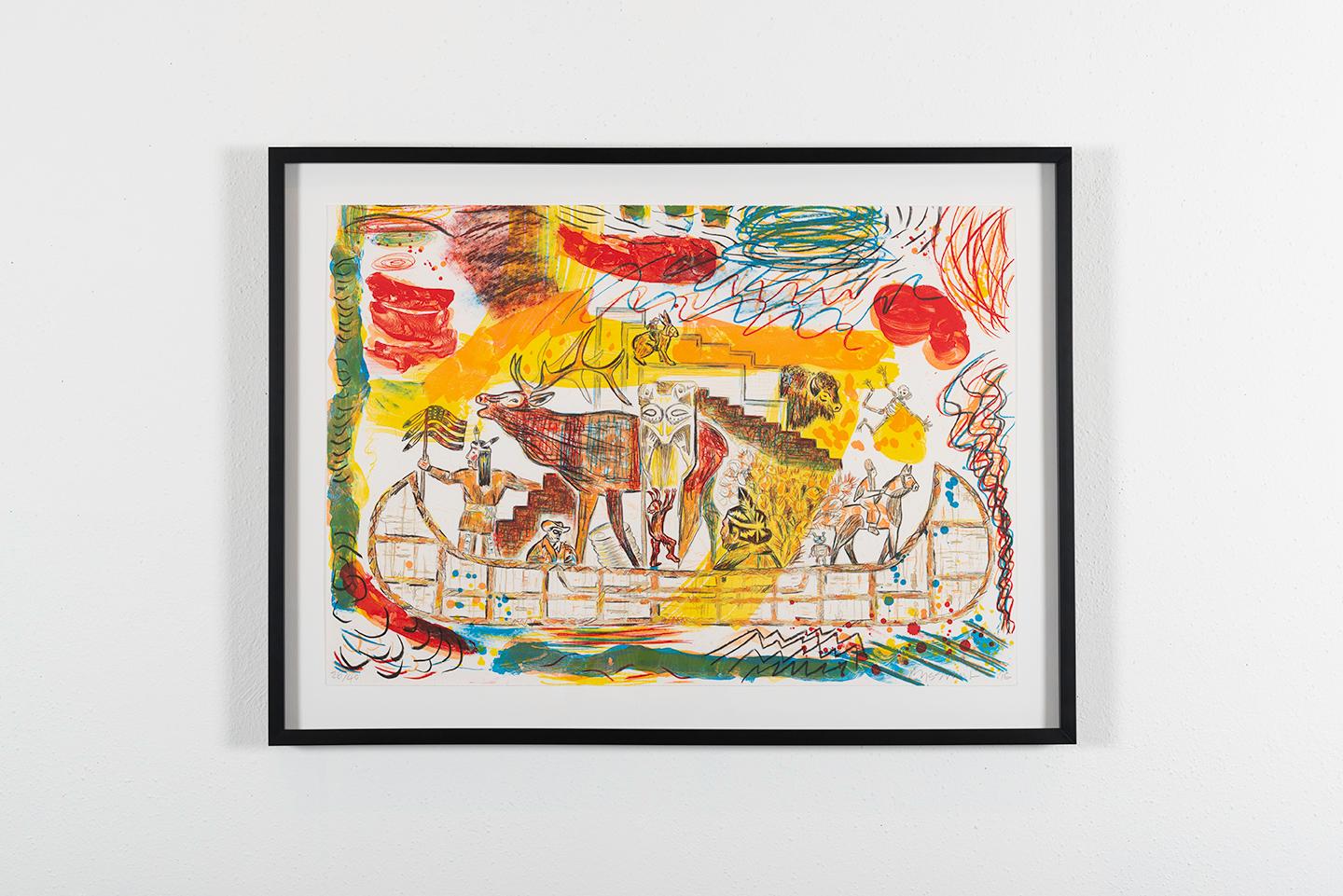Trade Canoe: una fantasia western - Print di Jaune Quick-to-See Smith