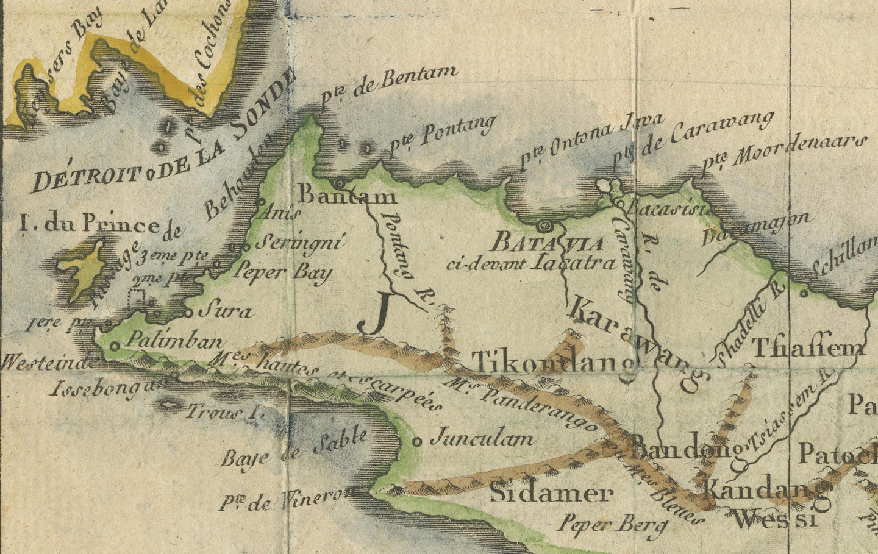 Engraved Java and Bali with Borneo Coast – 18th Century French Colonial Map For Sale