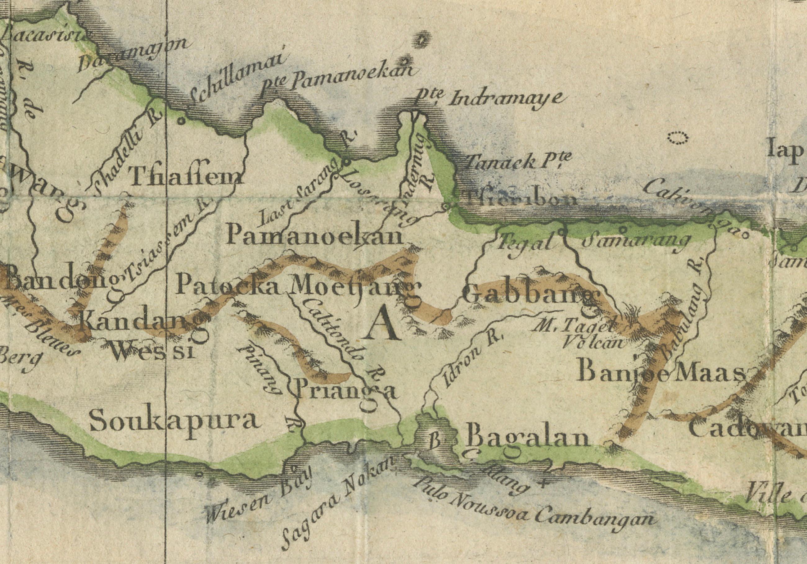 Java and Bali with Borneo Coast – 18th Century French Colonial Map In Fair Condition For Sale In Langweer, NL