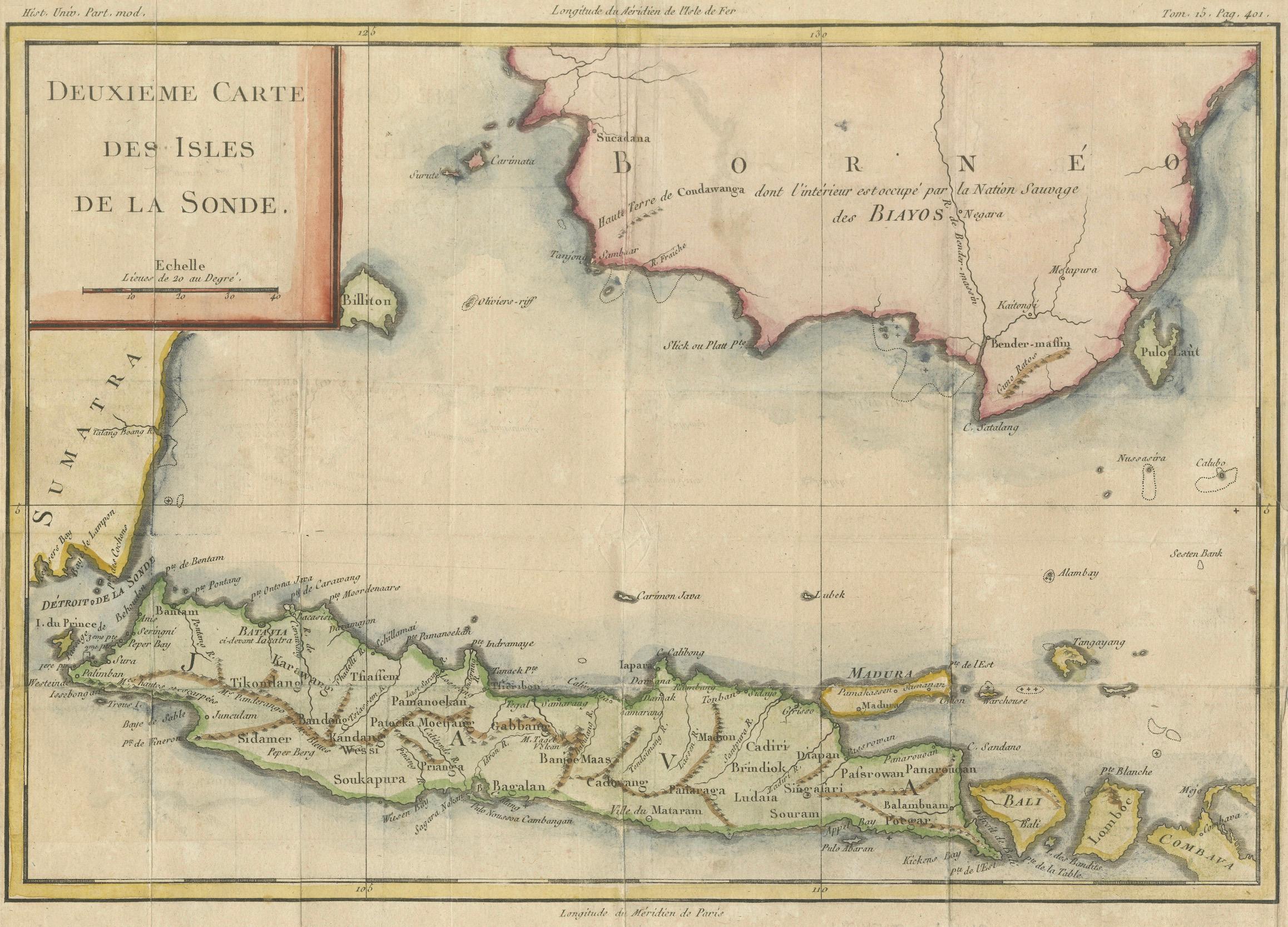 Java and Bali with Borneo Coast – 18th Century French Colonial Map For Sale 4