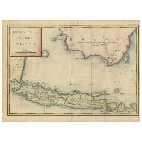 Java and Bali with Borneo Coast – 18th Century French Colonial Map