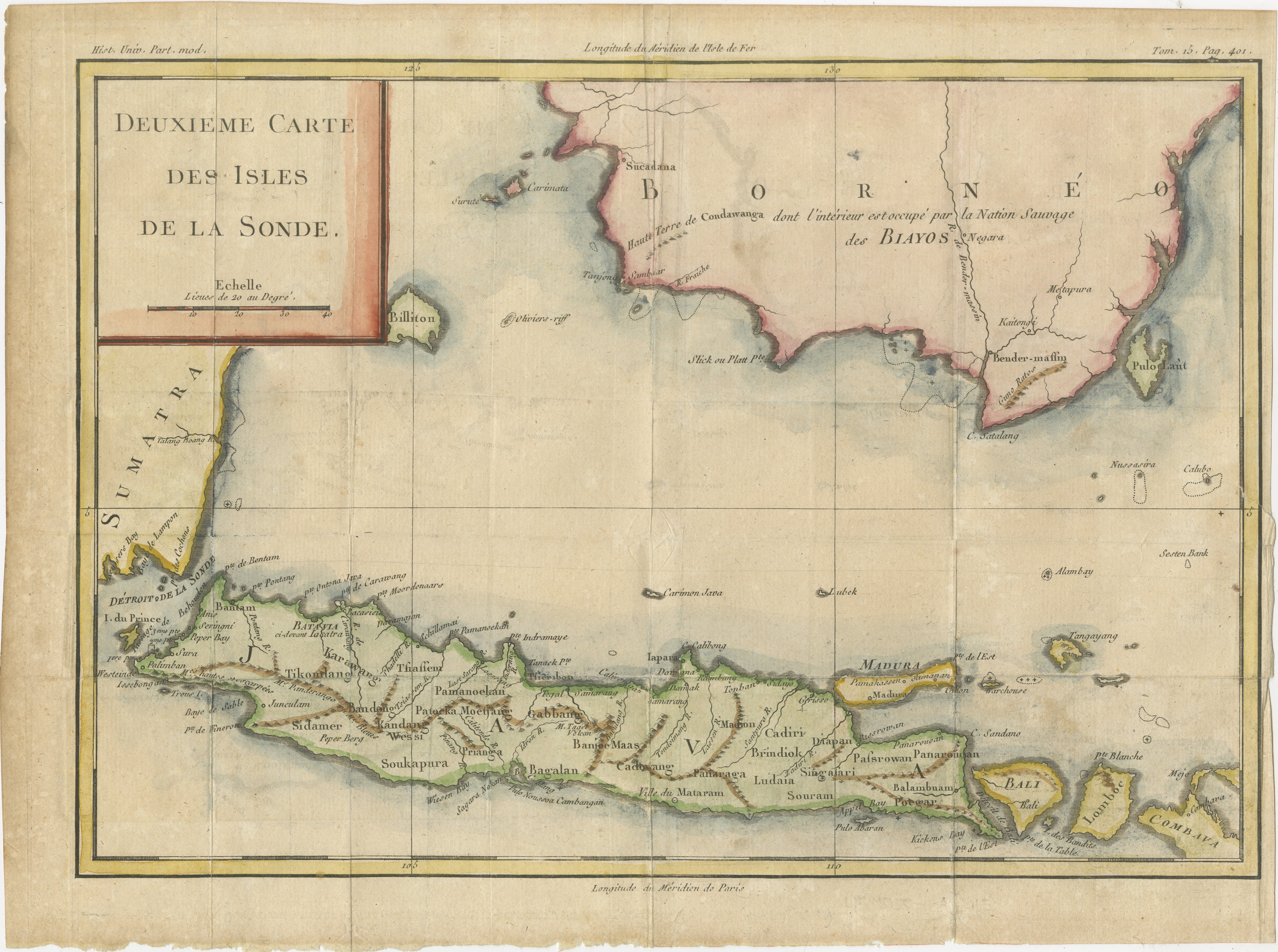 Java and Bali with Borneo Coast – 18th Century French Colonial Map For Sale