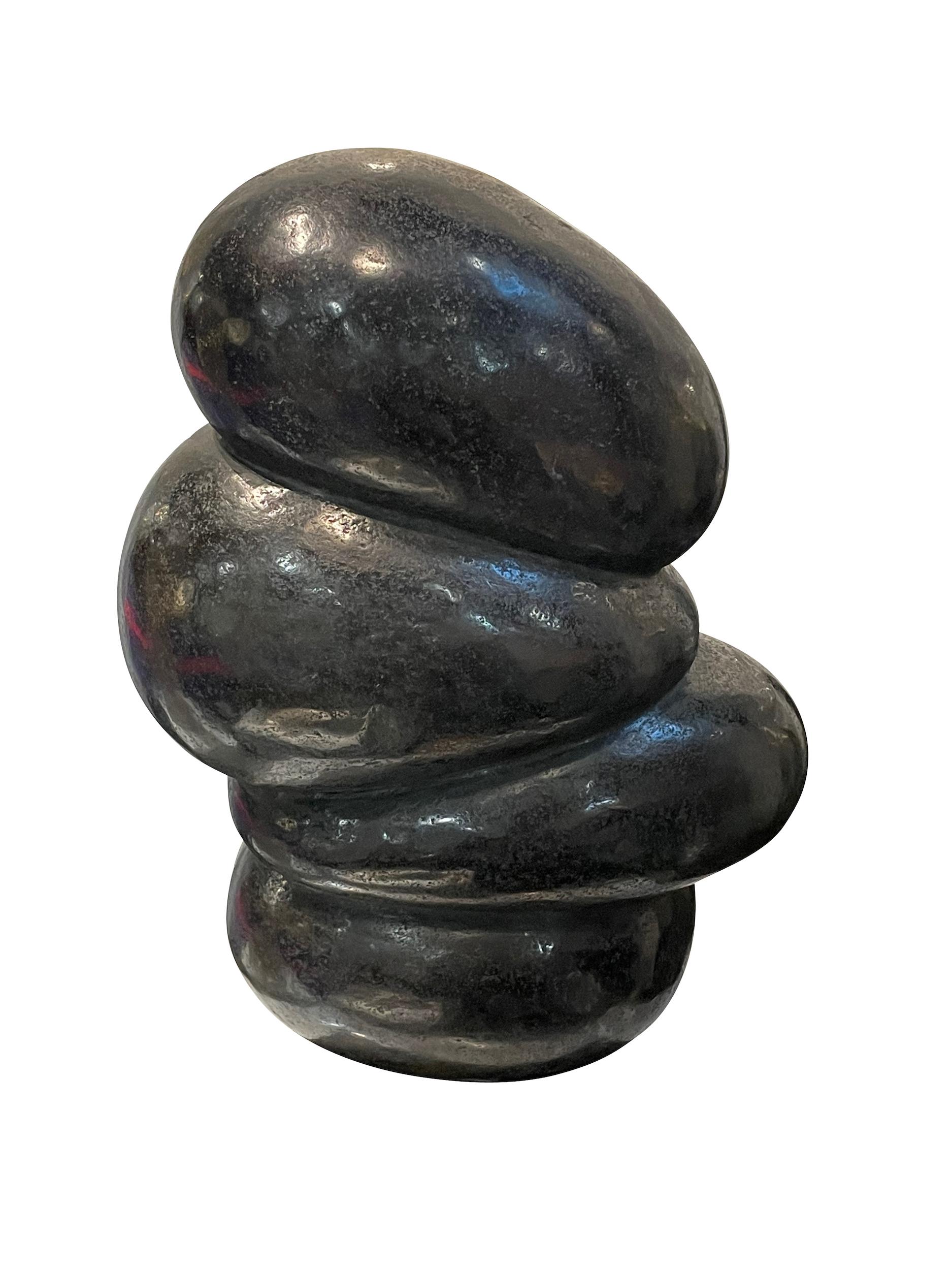 Java Black River Stone Sculpture, Indonesia, Contemporary For Sale at