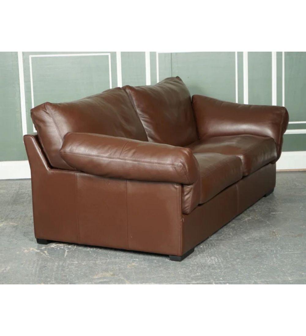 Hand-Crafted Java Brown Leather 2 Seater Sofa Part of Suite by John Lewis For Sale