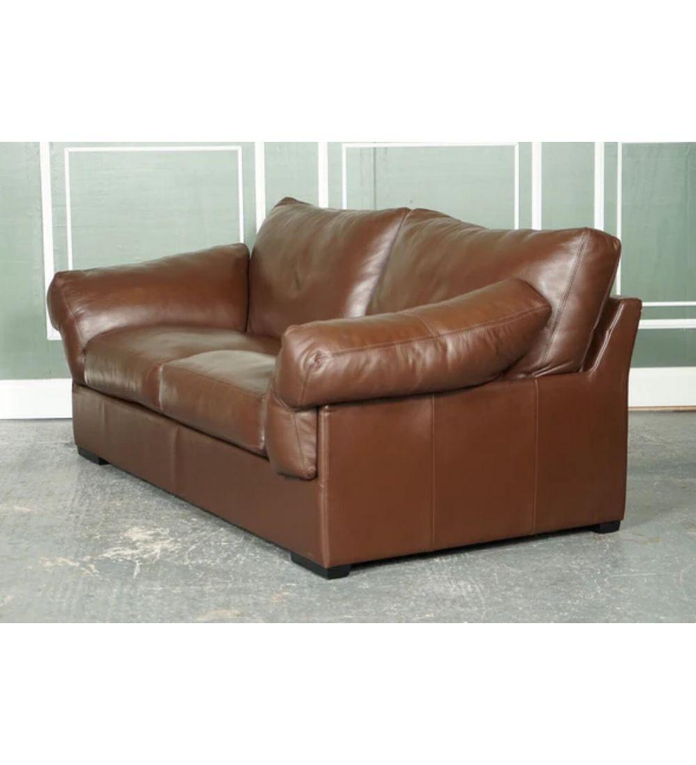 Java Brown Leather 2 Seater Sofa Part of Suite by John Lewis In Good Condition For Sale In Pulborough, GB