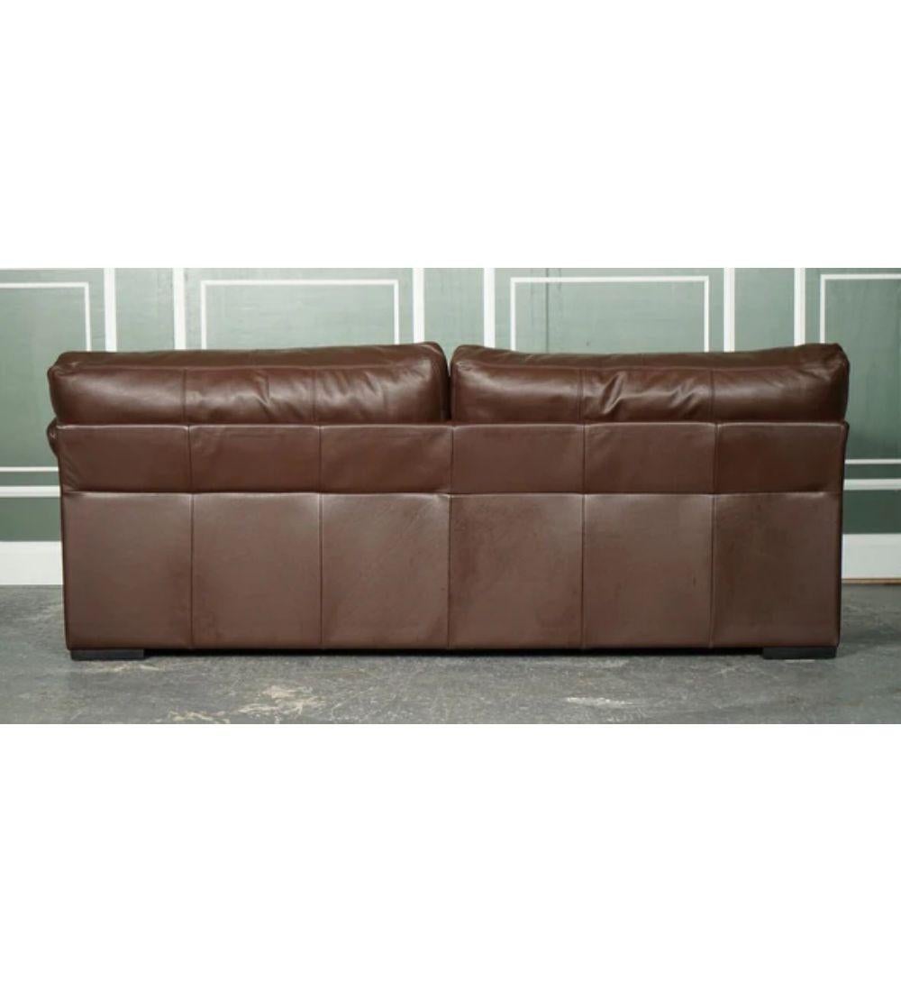 British Java Brown Leather 3 Seater Sofa Part of Suite by John Lewis For Sale