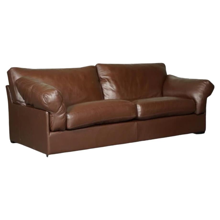 Java Brown Leather 3 Seater Sofa Part of Suite by John Lewis For Sale
