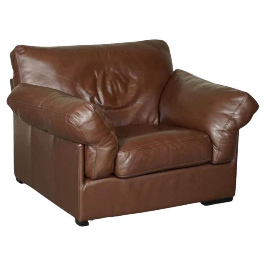 Java Brown Leather Armchair Part of Suite by John Lewis For Sale