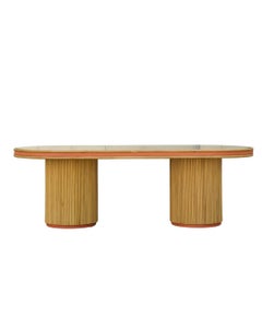 Table de salle à manger Java en rotin teinté et imitation cuir grainé par POPUS EDITIONS