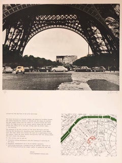 Vintage Paris, Eiffel Tower Edifice Public Empaqueté, Project Ecole Militaire Lithograph