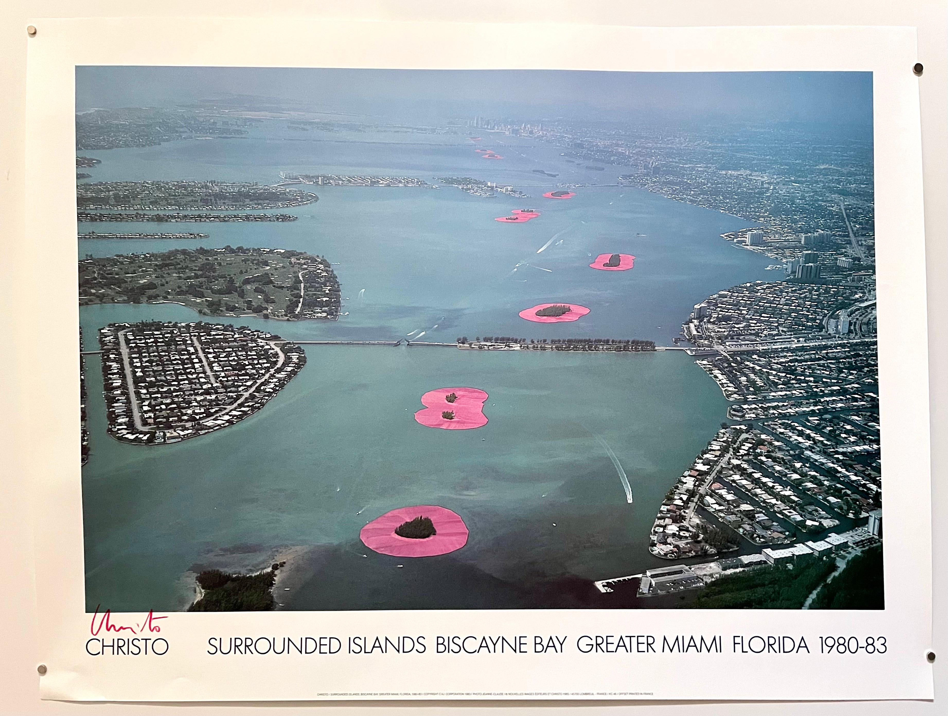 Vintage Large Hand Signed Biscayne Bay Christo Photograph Art Poster Miami Photo 1