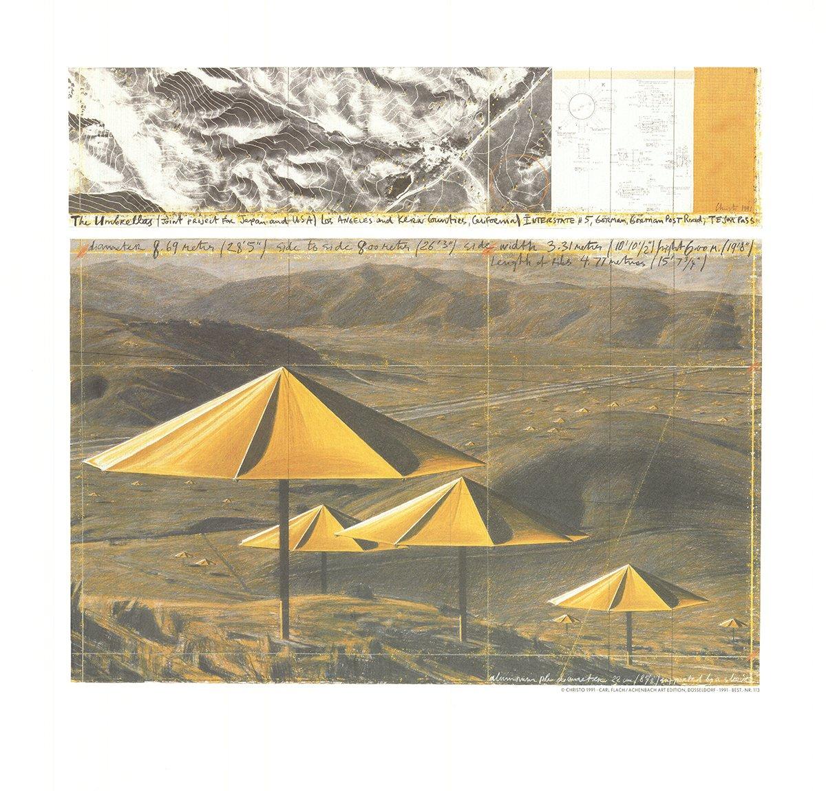 1991  Christo 'The Yellow Umbrellas' Japan Vintage