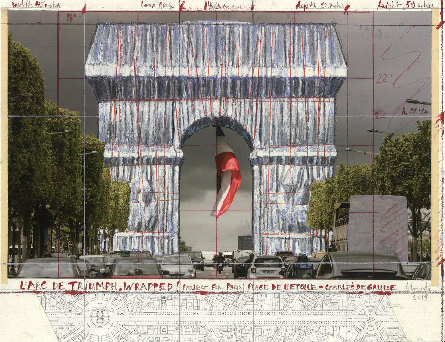 JAVACHEFF CHRISTO L'Arc de Triomph, Wrapped Project for Paris I, 2019 - Contemporary Print by Javacheff Christo