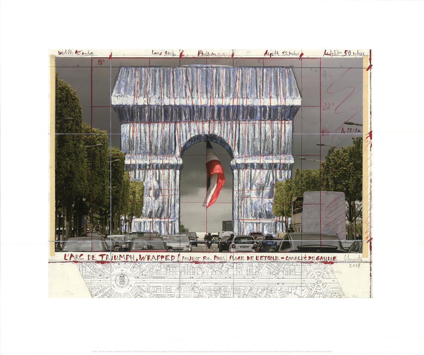 JAVACHEFF CHRISTO L'Arc de Triomph, Wrapped Project for Paris I, 2019 - Print by Javacheff Christo