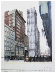 Javacheff Christo-Wrapped Building Times Square-31" x 23.5"-Mixed Media-2003