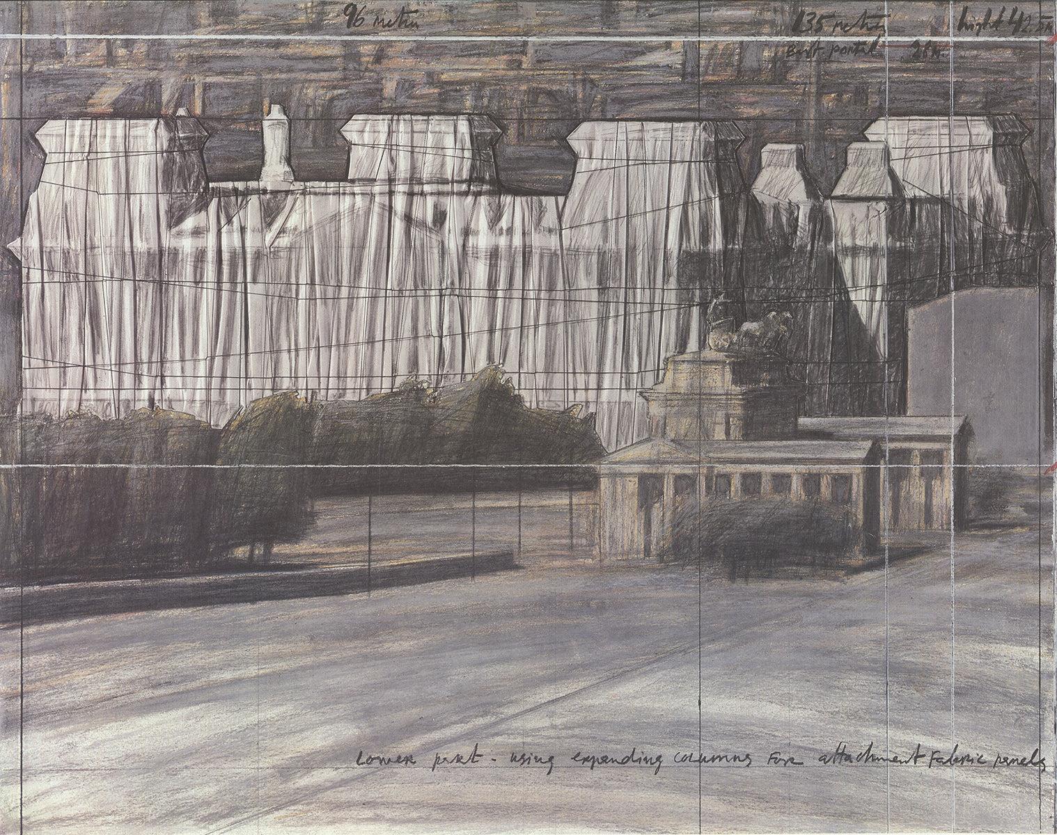Javacheff Christo 'Wrapped Reichstag, Projekt für Berlin' 1985- Plakat im Angebot 3